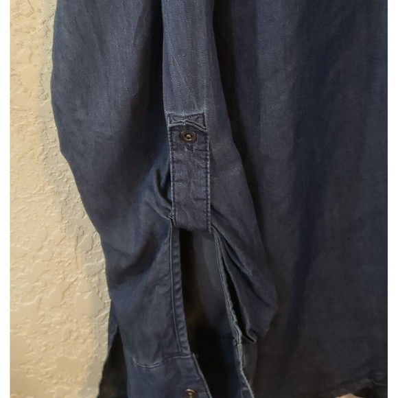 Bandolino Chambray Trinity Pintuck Beaded Tunic Top, Size XXL Roll-tab Sleeves - Picture 5 of 12